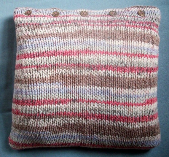 Throw pillow cushion cover hand knit chunky ice by SpinningStreak