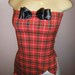 Cute School Girl Plaid Print Halter Top Shirt w/ Adorable Removeable Bow, Size Small/Meduim, Tub Top, Ladies Top, Girls Top (Last One)