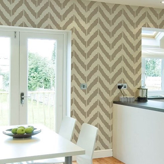 Ikat Zig-zag Stencil - reusable stencil patterns for walls just like wallpaper - DIY decor