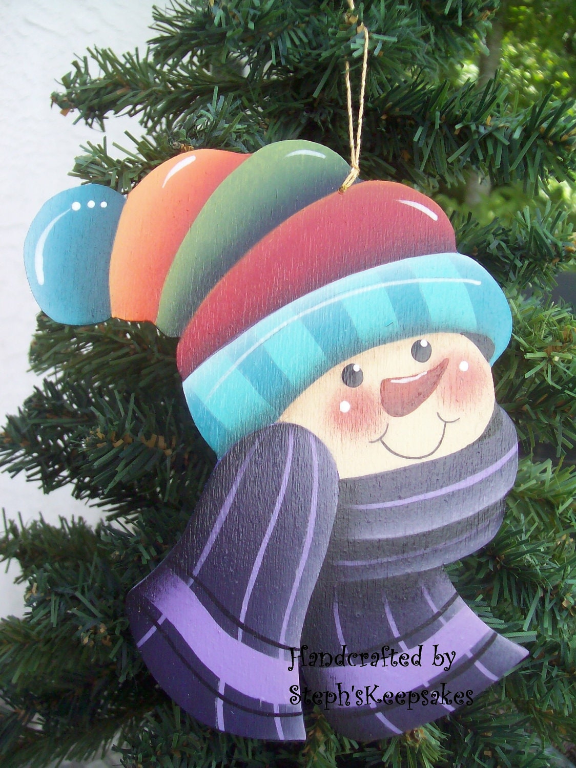 *SNOWMAN ~ Wooden Hand Painted Snowman Ornament. | Cards.....Christmas ...