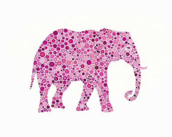 Dahlia Rose, 5 x 7 inch Print of  a Pink Elephant