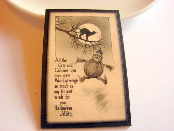 Cats and Goblins on Halloween Pin  Trick or Treat  by mimiandlucy