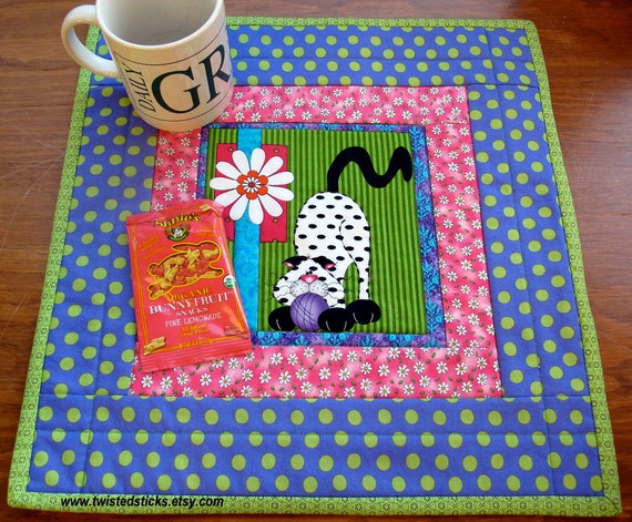 Quilted Snack Mat Crazy Cat Snack Mat Bright by twistedsticks