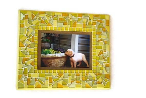 Mosaic Wall Frame Yellow by GreenStreetMosaics on Etsy