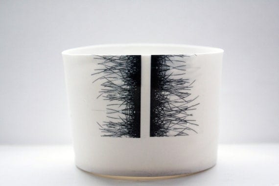 Fine bone china white bowl mini vase with black by madebymanos