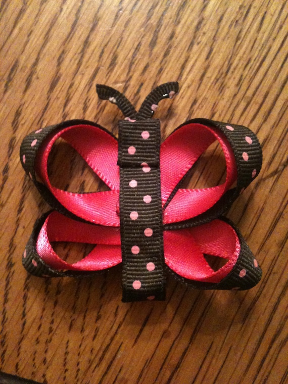 Butterfly Hair Clip (Brown & Pink)