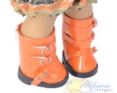 Releaserain Buckles Rain Boots Doll Shoes Patent Orange for 18" American Girl dolls