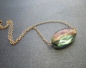 Faceted Green AB Crystal and Gold Chain Necklace
