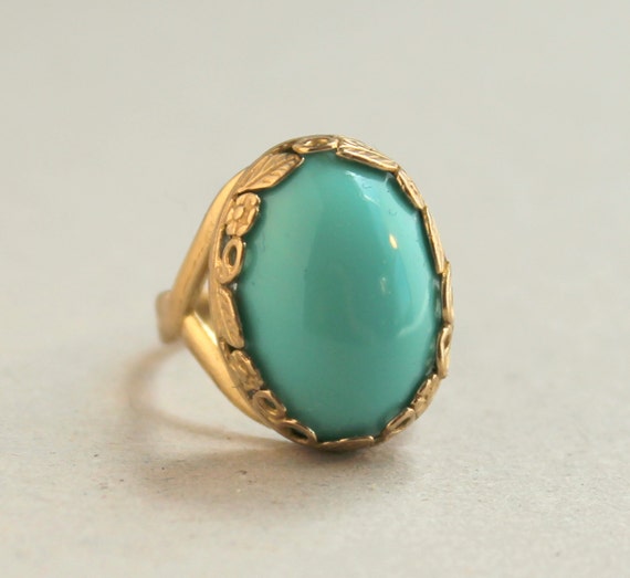 Turquoise Gold Ring, Turquoise and Gold, Filigree Bezel Set, Blue Green, Classic, Elegant, Boho, Bohemian, Gold Adjustable Band