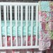 Baby Bedding 3-piece, rag crib quilt,  fitted sheet and ruffled skirt, Pink Love Mix, Girl, ALL NATURAL, baby