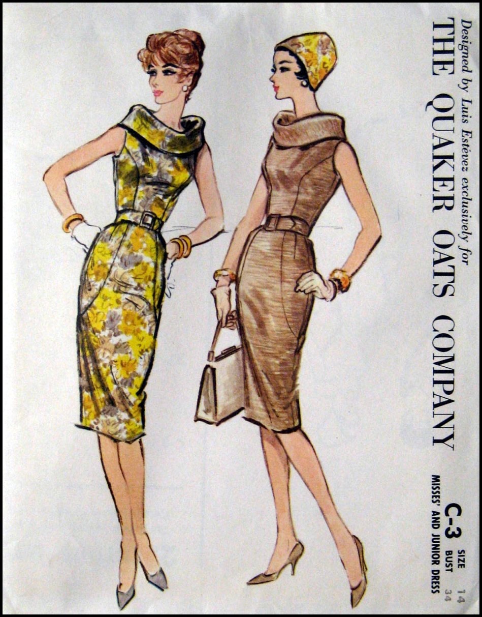 BIAS ROLLED COLLAR DRESS SEWING PATTERN McCall’s Pattern No C3
