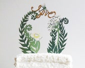 Ferns and Flowers Cake Topper