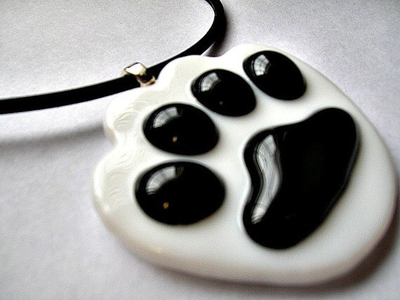 Black and White Glass Paw pendant