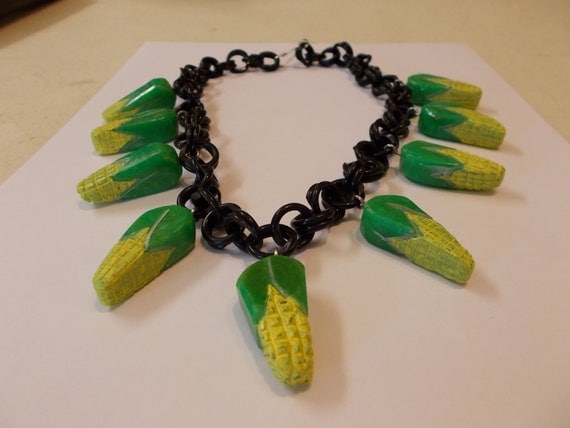 artisan bakelite corn necklace