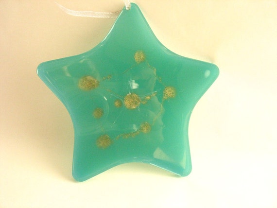 Custom Christmas resin ornament jade green star by TopazTurtle