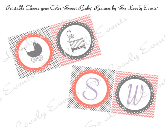 Printable Chevron & Polka Dots Baby Shower Choose Your Colors Banner