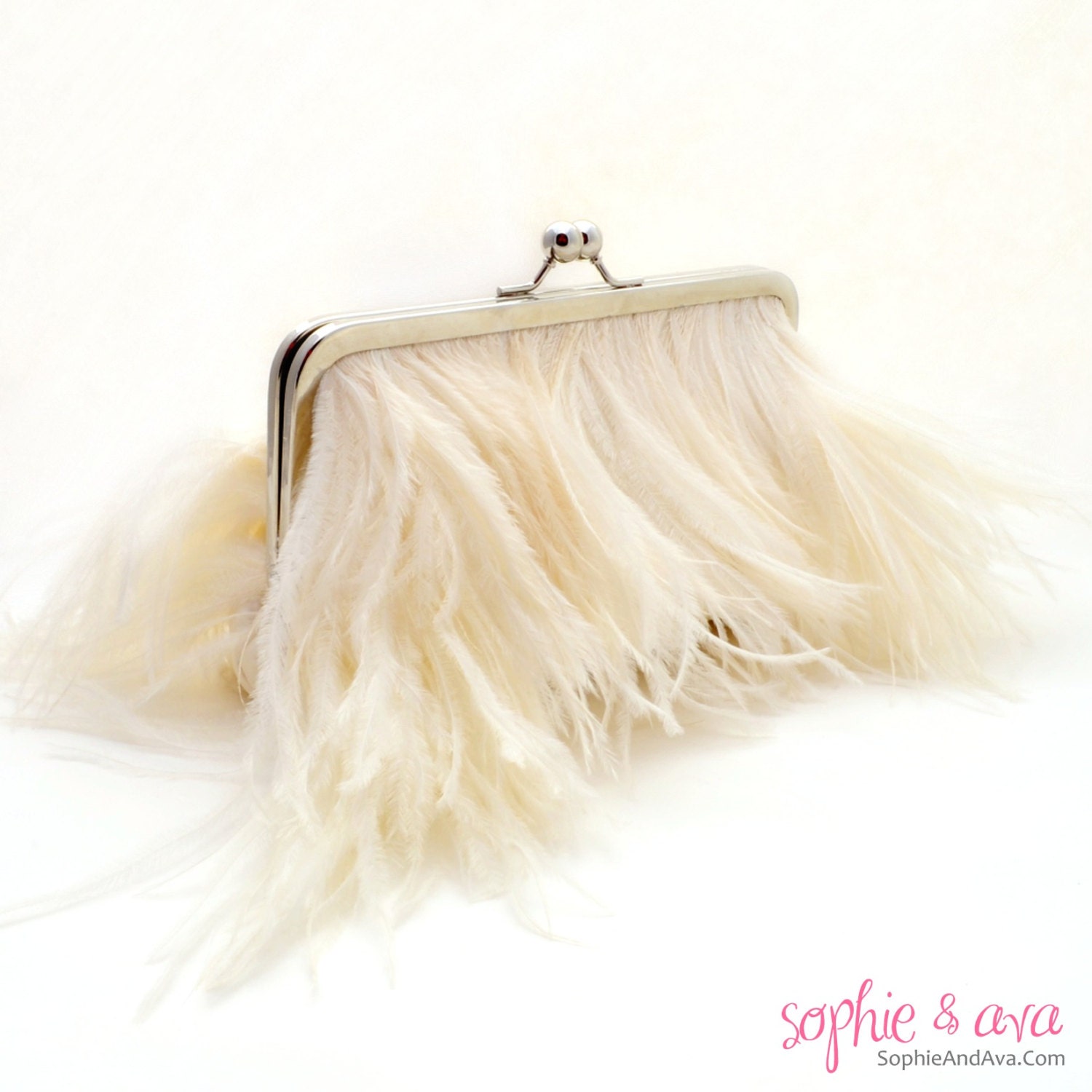 The Grace Ostrich Feather Bridal Clutch in Ivory by SophieAndAva.com The Grace Ostrich Feather Bridal Clutch in Ivory by SophieAndAva.com