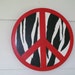 ZEBRA PEACE SIGN, Handpainted, Art, Home Decor, Retro