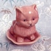 Vintage Kitsch Cuteie Pie  Pink Kitty Cat Planter