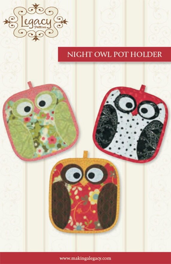 Pot Holders Pattern Night Owls by Legacy by GabbysQuiltsNSupply