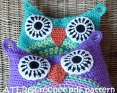 Crochet pattern owl cushion by ATERGcrochet in two sizes