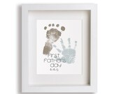 First Father's Day Art Print - Personalized Hand and Foot Prints - Gift Idea, Fathers Day Gift, Gift for New Dad, Hand Print, Foot Print