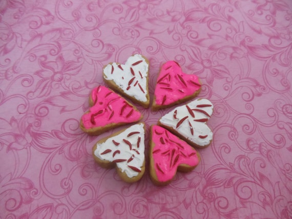 6 Heart Shaped Cookies For American Girl and 18 inch Dolls