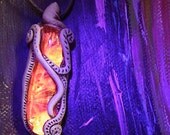 Black Light Glass Pendant Psychedelic Fluorescent Fairy Tribal Hippie Psytrance Jewelry Organic Gypsy Mermaid Necklace