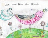 All Things Bright & Beautiful A4 print. Kids Wall Art, Nursery Decor, Bird