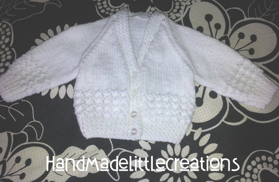 Hand Knitted Newborn Baby Cardigan - 6 Months plus - please see measurements