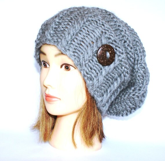 Slouchy beanie hat medium gray slouch hats beanies by Johannahats