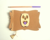 Hand-made Notebook With an Owl & a Pencil