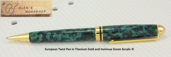 European Twist Pen in Titanium Gold and Green Acrylic