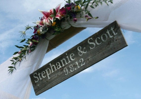 bride and groom wedding sign