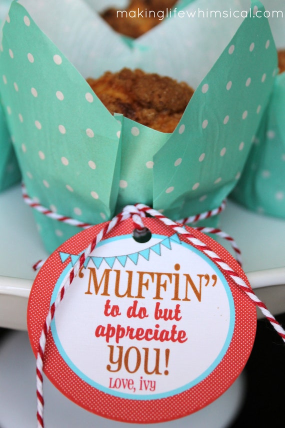 Muffin Teacher Appreciation Personalized Printable Tag