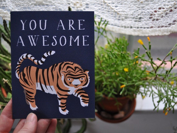 You Are Awesome Notecard with Tiger