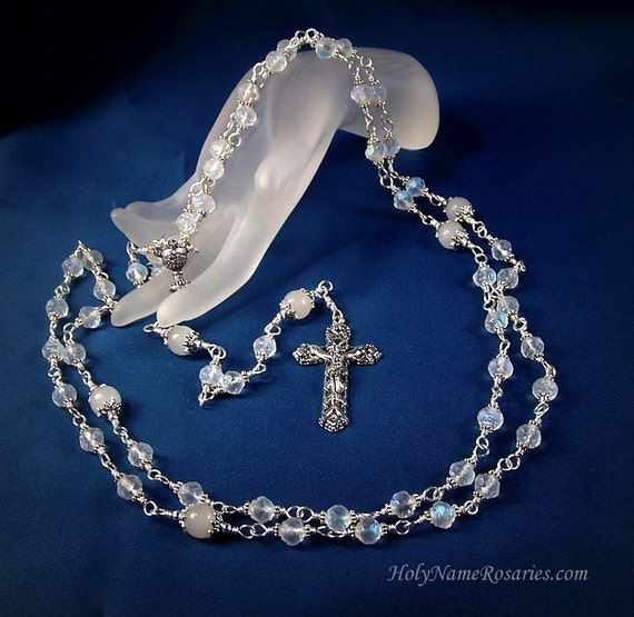 First Communion Rosary Confirmation Rosebud Rose Unbreakable