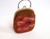 Felted Purse pouch with frame POPPY