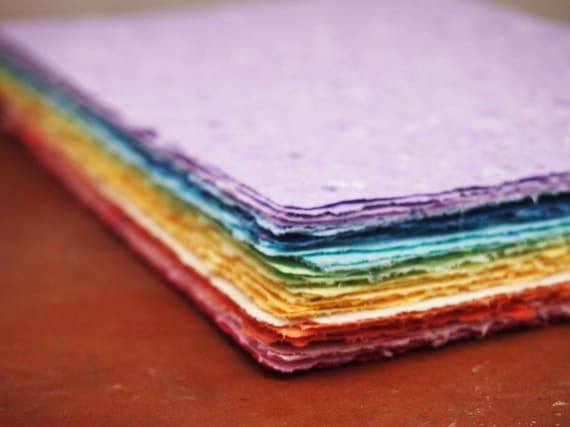 Rainbow Pack 34 sheets - Handmade Recycled Paper