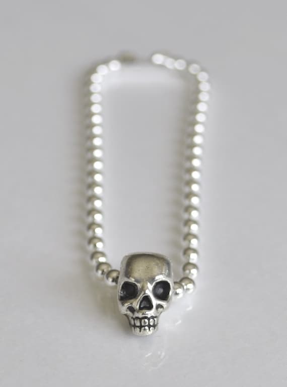 Sterling Silver Skull Bangle Bracelet