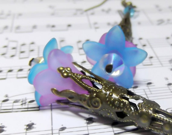 Filigree Cone Cap Earrings -Trumpet Long Filigree Flower - Acrylic Flower Cap Earrings - Long Filigree Cone