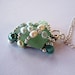 Pale green sea glass and pearls pendant and chain