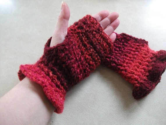 Small Crochet Fingerless Mittens/Gloves by UniquelyYourDesigns