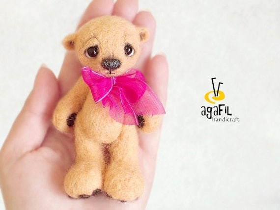Collectible needle felted teddy bear Jakko. Artist Bear OOAK