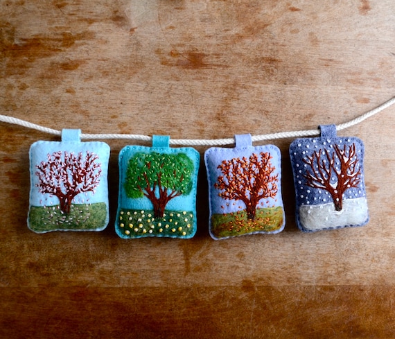 The Four Seasons. Embroidered Seasons Garland by Aly Parrott on Etsy. Made to order.