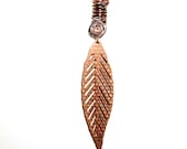 Dreadlock Jewelry - Copper and Black Swirl Long Leaf Loc Jewel
