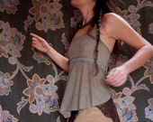 Raphia top - raw silk, hand dyed, Indian, psy trance, festival, hippie, rave, earthy