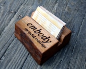 Personalized Business Card Holder - Rustic wood - Fathers Day Gift- office gift, Dad gift, Husband Gift - Custom engraving included