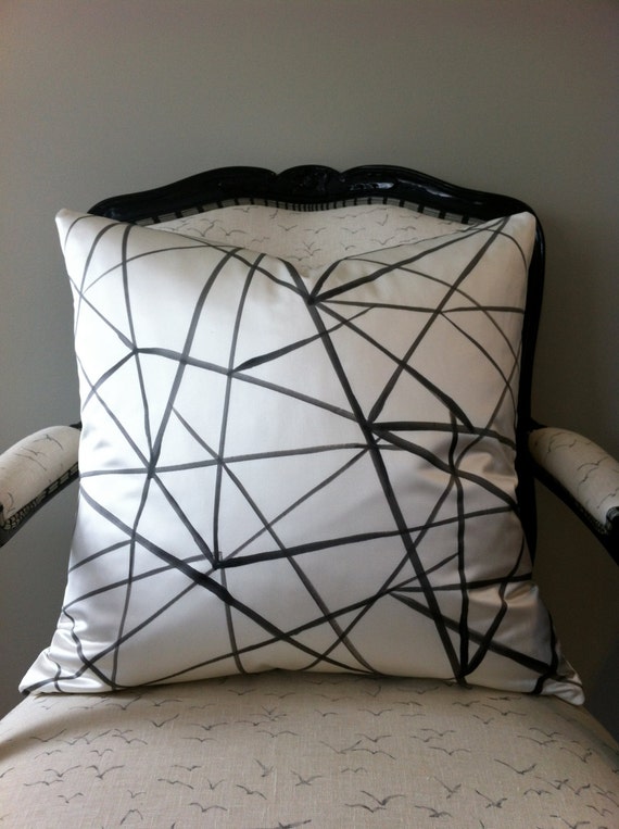 Intertwine - hand painted silk black on white II - as mentioned in Style at Home Magazine