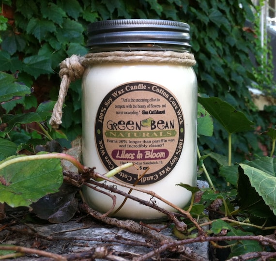 16 oz. 100% Soy Candle with Hemp Wick - Organic- VEGAN Eco friendly Renewable and GMO Free